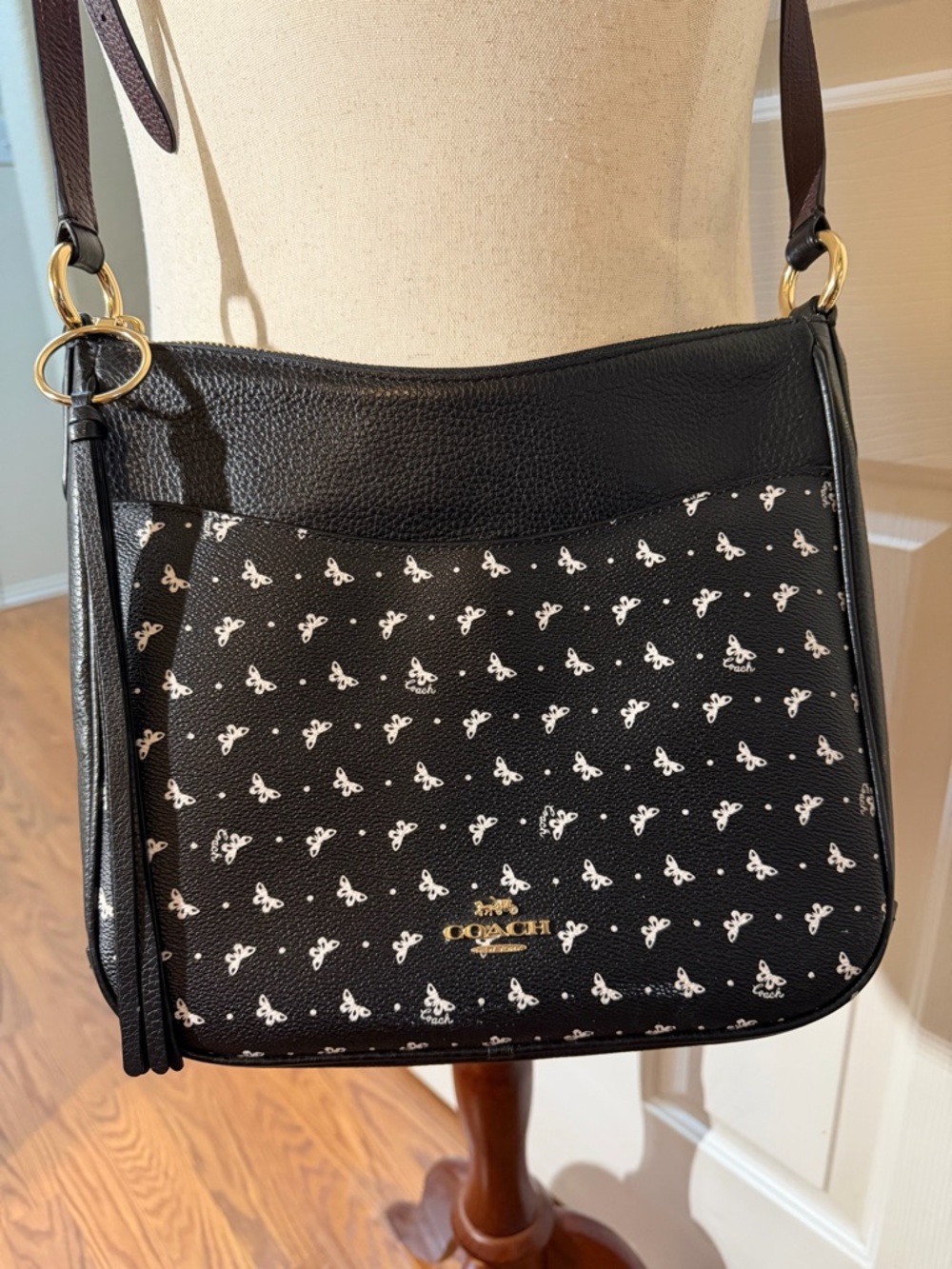 Coach Black Crossbody with Ivory Butterfly Print - Picture 4 of 14